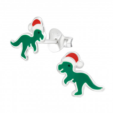 Santa Dinosaur - 925 Sterling Silver Kids Ear Studs SD45848