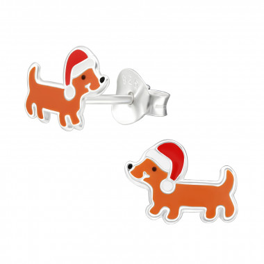 Santa Dog - 925 Sterling Silver Kids Ear Studs SD45849