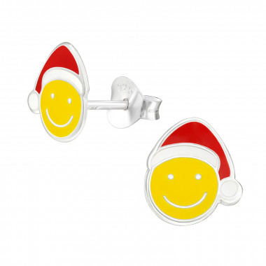 Santa Smiley Face - 925 Sterling Silver Kids Ear Studs SD45851