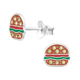 Burger - 925 Sterling Silver Kids Ear Studs SD46116