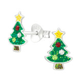 Christmas Tree - 925 Sterling Silver Kids Ear Studs SD46233