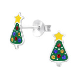 Christmas Tree - 925 Sterling Silver Kids Ear Studs SD46586