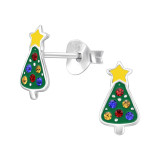 Christmas Tree - 925 Sterling Silver Kids Ear Studs SD46586