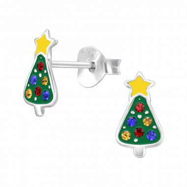 Christmas Tree - 925 Sterling Silver Kids Ear Studs SD46586