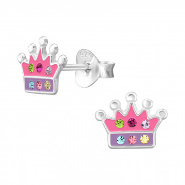 Crown - 925 Sterling Silver Kids Ear Studs SD46590