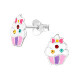 Cupcake - 925 Sterling Silver Kids Ear Studs SD46591