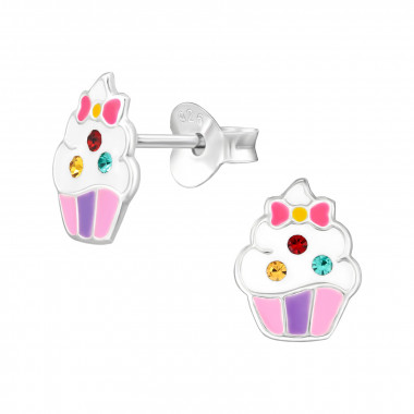 Cupcake - 925 Sterling Silver Kids Ear Studs SD46591