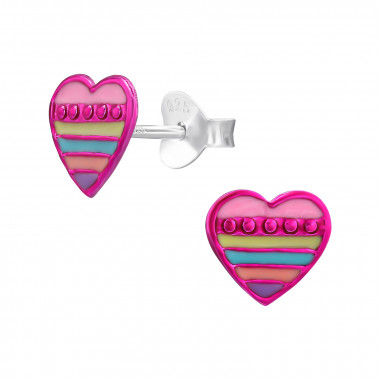 Heart - 925 Sterling Silver Kids Ear Studs SD46618