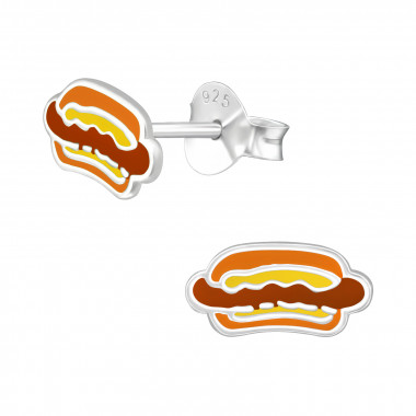 Hot Dog - 925 Sterling Silver Kids Ear Studs SD47107