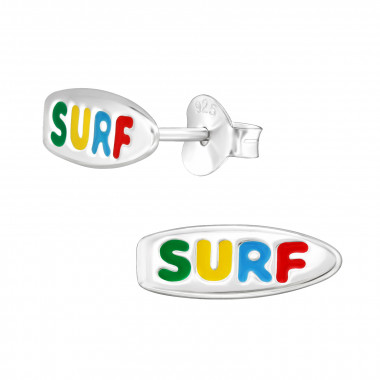 Surfboard - 925 Sterling Silver Kids Ear Studs SD47108
