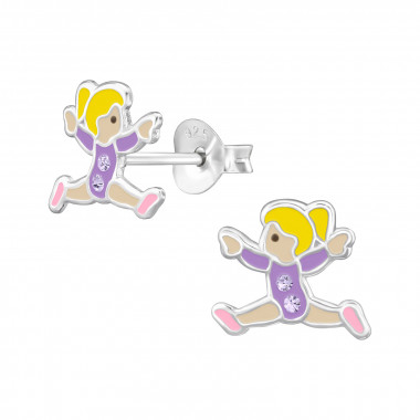 Ballet Dancer - 925 Sterling Silver Kids Ear Studs SD47546