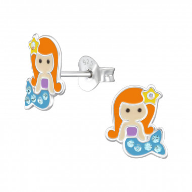 Mermaid - 925 Sterling Silver Kids Ear Studs SD47732