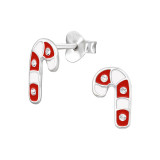 Candy Cane - 925 Sterling Silver Kids Ear Studs SD47926