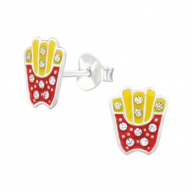French Fries - 925 Sterling Silver Kids Ear Studs SD48353