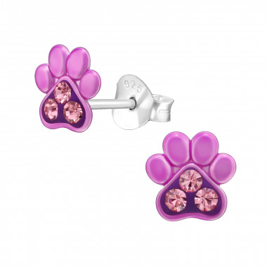 Paw Print - 925 Sterling Silver Kids Ear Studs SD48732