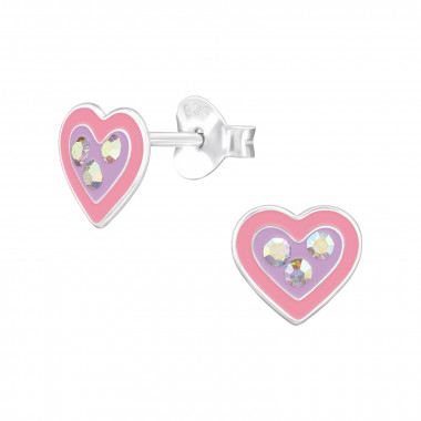 Heart - 925 Sterling Silver Kids Ear Studs SD48922