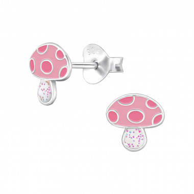 Mushroom - 925 Sterling Silver Kids Ear Studs SD49394
