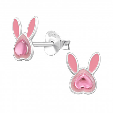 Rabbit, Ears - 925 Sterling Silver Kids Ear Studs SD49696