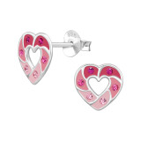 Heart Cut-Open - 925 Sterling Silver Kids Ear Studs SD49700