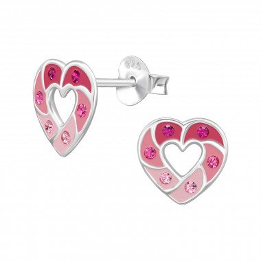 Heart Cut-Open - 925 Sterling Silver Kids Ear Studs SD49700