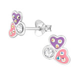 8mm Double Heart - 925 Sterling Silver Kids Ear Studs SD49914