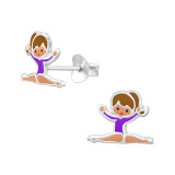 10mm Gymnastics Girl - 925 Sterling Silver Kids Ear Studs SD49938