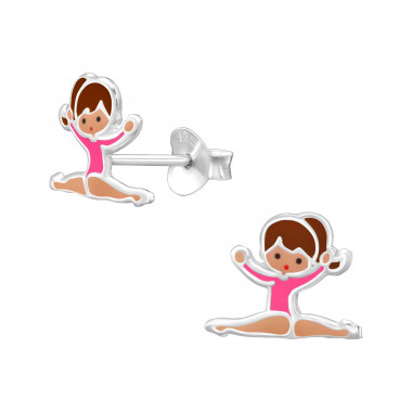 10mm Gymnastics Girl - 925 Sterling Silver Kids Ear Studs SD49939