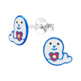 Seals And Heart - 925 Sterling Silver Kids Ear Studs SD50312 Seals And Heart - 925 Sterling Silver Kids Ear Studs SD50312