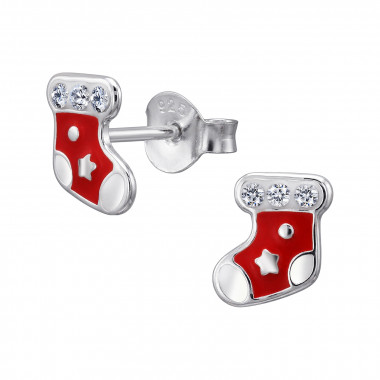 Christmas Stockings - 925 Sterling Silver Kids Ear Studs SD50614