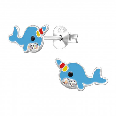 Whale - 925 Sterling Silver Kids Ear Studs SD50662