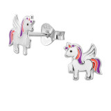 Unicorn Purple, Red, White And Black - 925 Sterling Silver Kids Ear Studs SD50695 Unicorn Purple, Red, White And Black - 925 Sterling Silver Kids Ear Studs SD50695