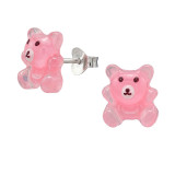Bear Light Pink - 925 Sterling Silver Kids Ear Studs SD50706