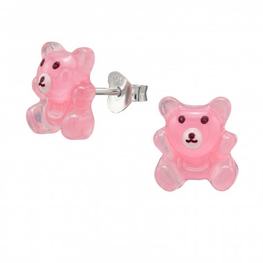 Bear Light Pink - 925 Sterling Silver Kids Ear Studs SD50706