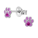 Paw Print - 925 Sterling Silver Kids Ear Studs SD50709