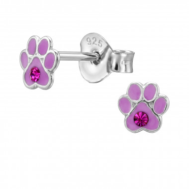 Paw Print - 925 Sterling Silver Kids Ear Studs SD50709
