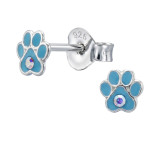Paw Print Light Blue - 925 Sterling Silver Kids Ear Studs SD50710