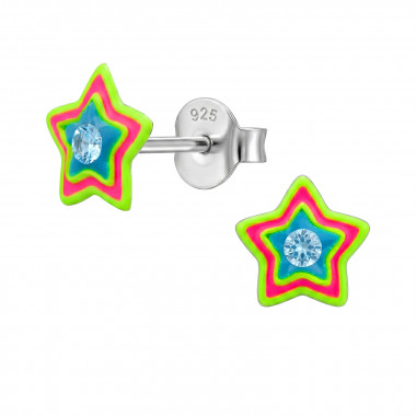7mm Star - 925 Sterling Silver Kids Ear Studs SD50716
