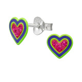7mm Heart - 925 Sterling Silver Kids Ear Studs SD50717