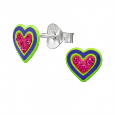 7mm Heart - 925 Sterling Silver Kids Ear Studs SD50717