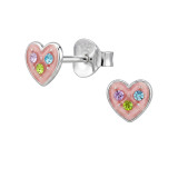 Heart - 925 Sterling Silver Kids Ear Studs SD50982