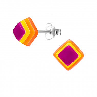 Square - 925 Sterling Silver Kids Ear Studs SD51151
