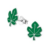 Leaf - 925 Sterling Silver Kids Ear Studs SD7341