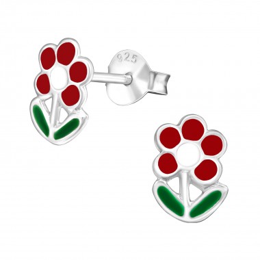 Flower - 925 Sterling Silver Kids Ear Studs SD980