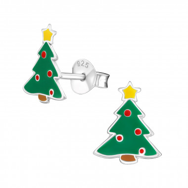 Chistmas Tree - 925 Sterling Silver Kids Ear Studs SD989