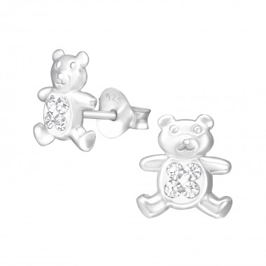 Bear - 925 Sterling Silver Kids Ear Studs with Crystal SD13188