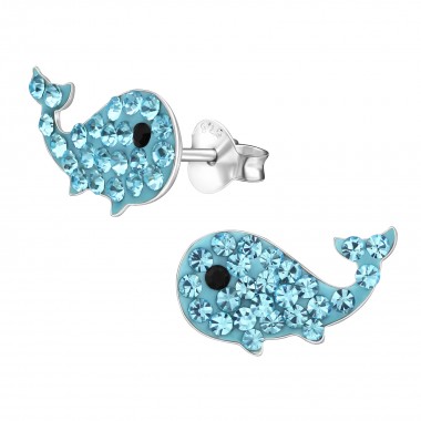 Whale - 925 Sterling Silver Kids Ear Studs with Crystal SD1515