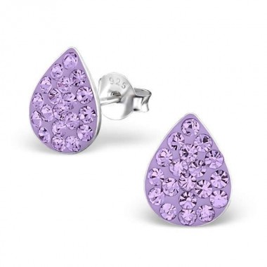 Drop - 925 Sterling Silver Kids Ear Studs with Crystal SD17831