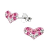 Heart - 925 Sterling Silver Kids Ear Studs with Crystal SD19248