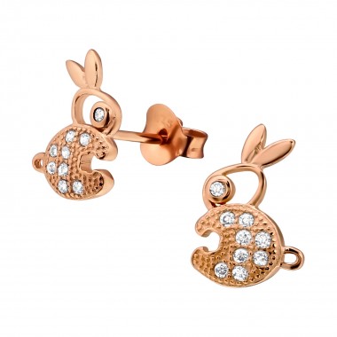 Rabbit - 925 Sterling Silver Kids Ear Studs with Crystal SD23559