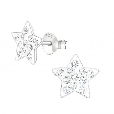 Star - 925 Sterling Silver Kids Ear Studs with Crystal SD2388